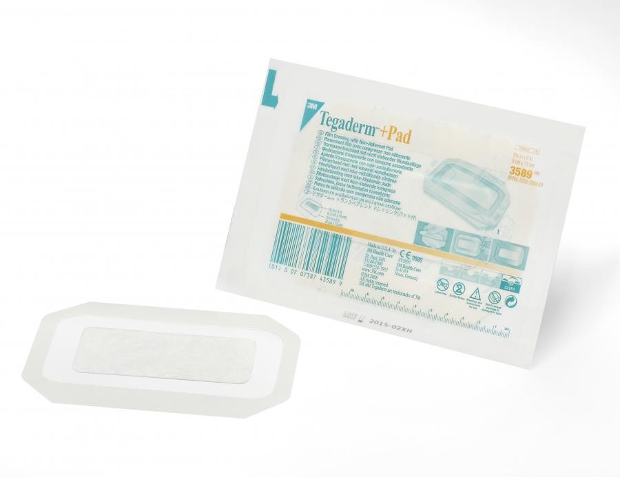 3M Tegaderm Film Dressing W/ Pad 3-1/2×6″ W/ Non Adherent Pad Sterile, 25 Count