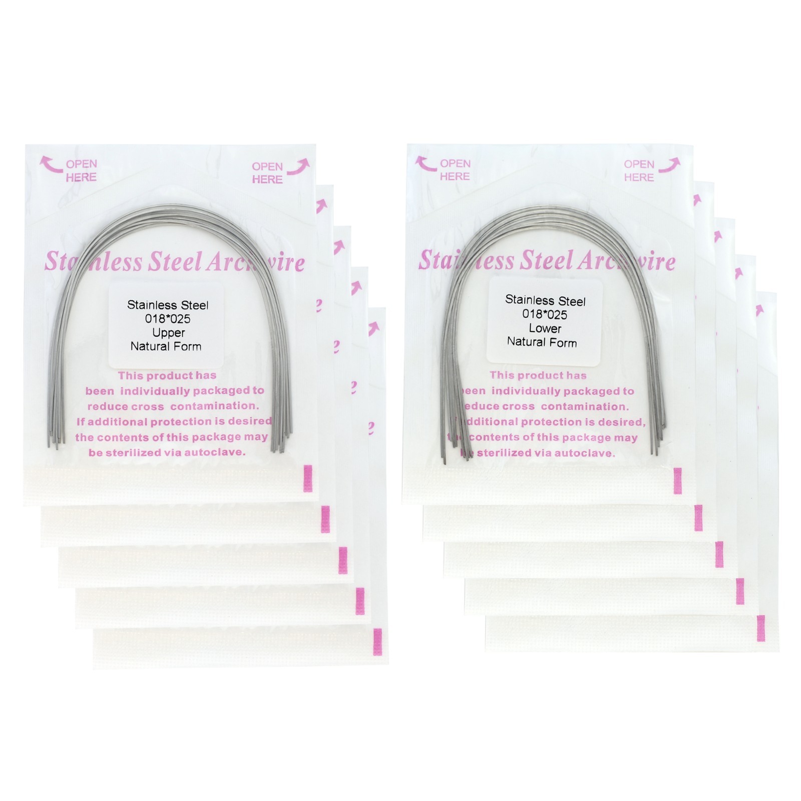 100pcs Orthodontic Archwire Stainless Steel Brace Wires Natural Round Rectanglar
