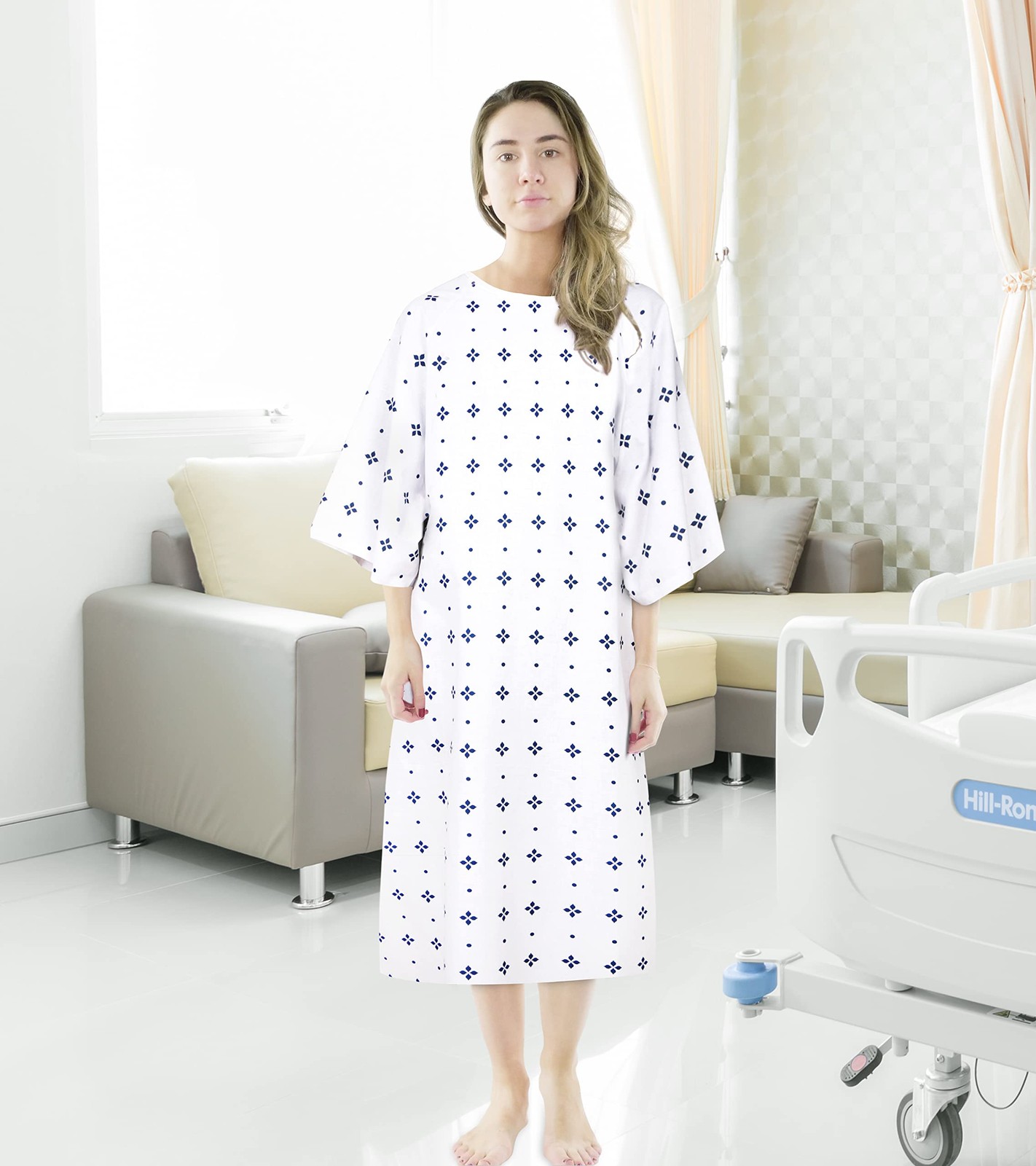 6 Pack Unisex Hospital Gowns, Patient Gowns for Women and Men with Back Tie, …