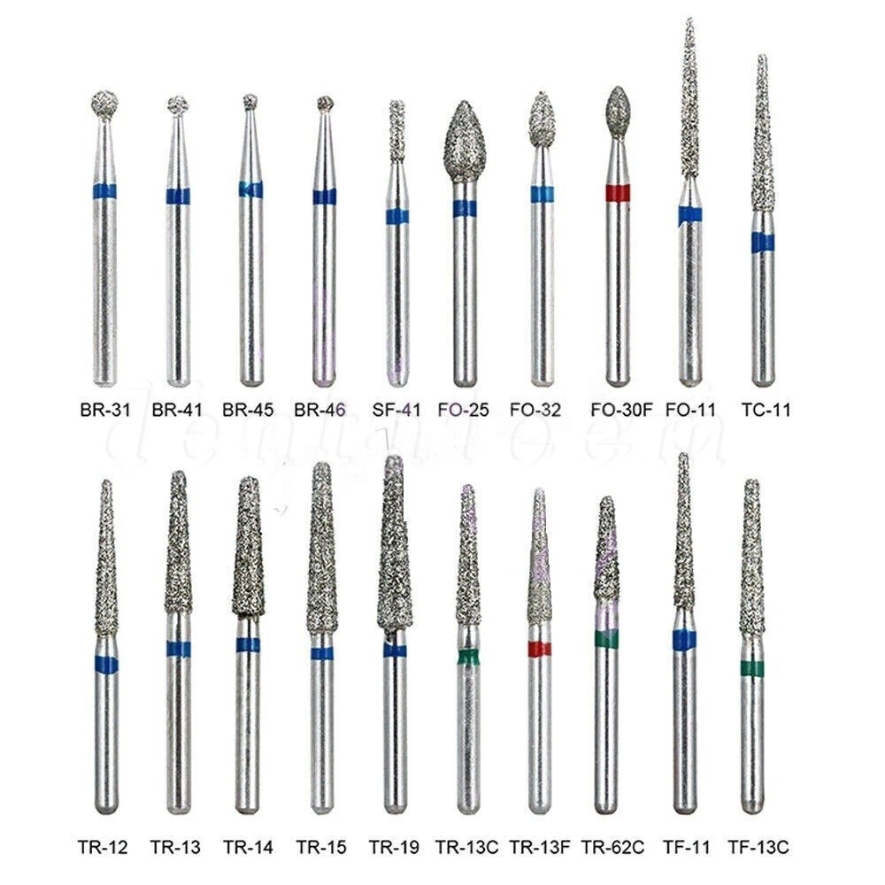 100 Types Dental FG Diamond Burs For High Speed Handpiece Friction Grip CE
