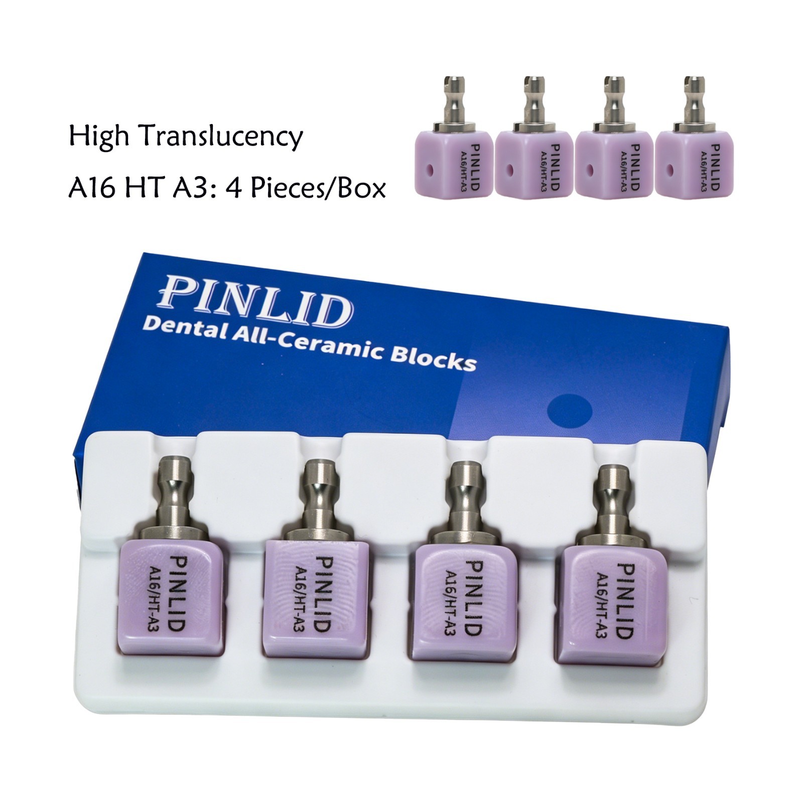 4Pcs A16 Dental Emax Lithium Disilicate Block w/Hole CEREC CAD CAM Glass Ceramic