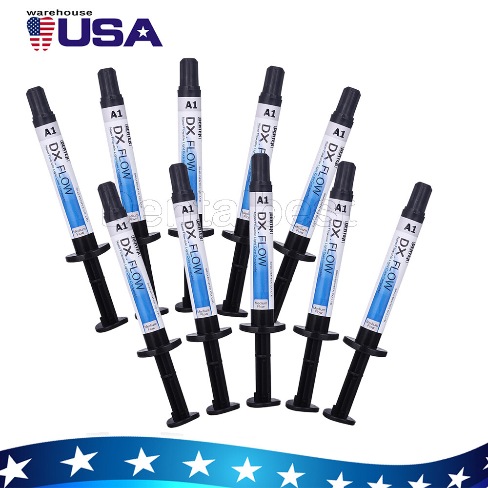 DENTEX Dental Flowable Light Cure Hybrid Composite Resin Medium Flow A1 3g/Kit