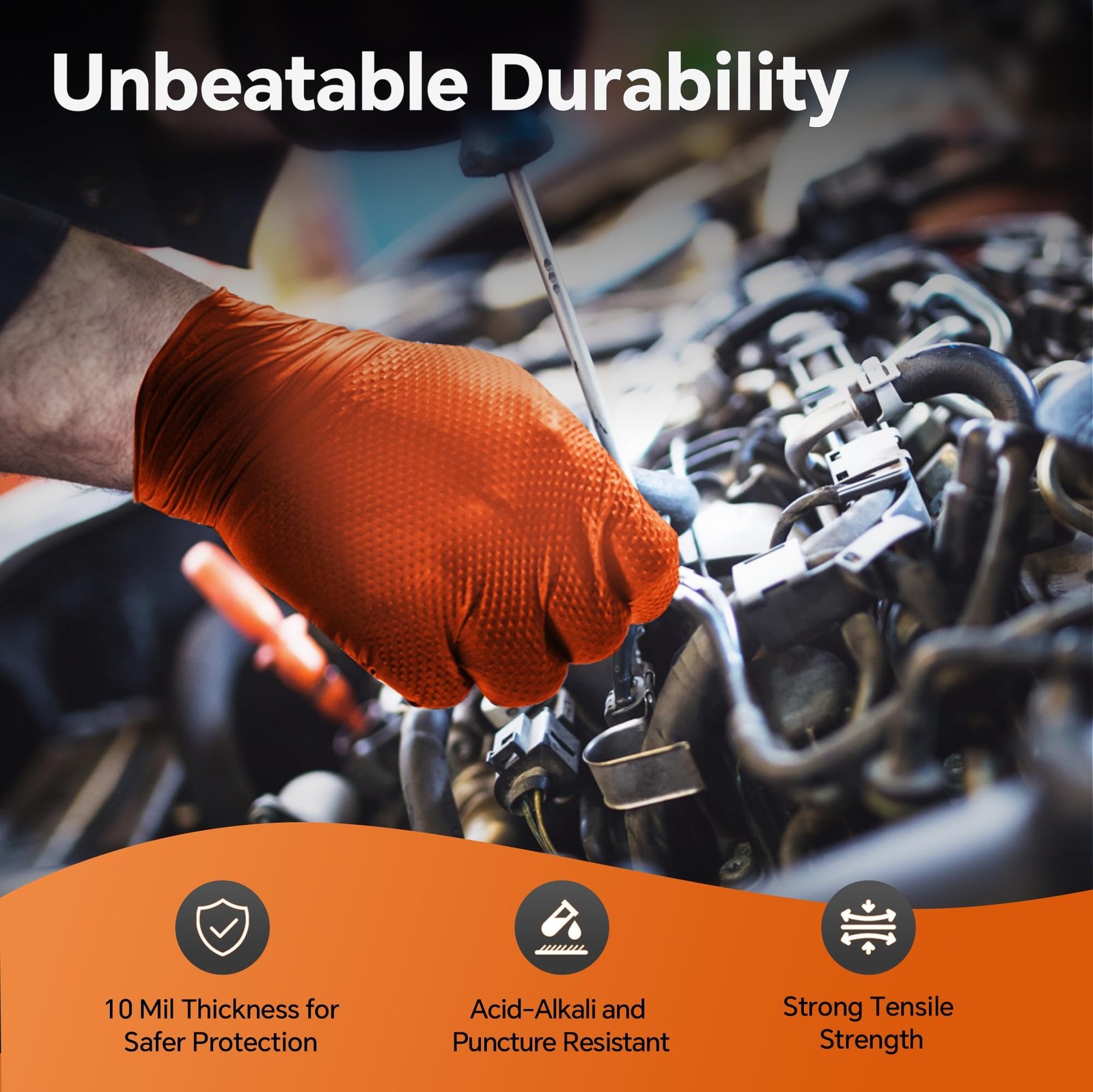 10mil Nitrile Gloves Thick,Industrial Disposable Gloves with Diamond Textured…