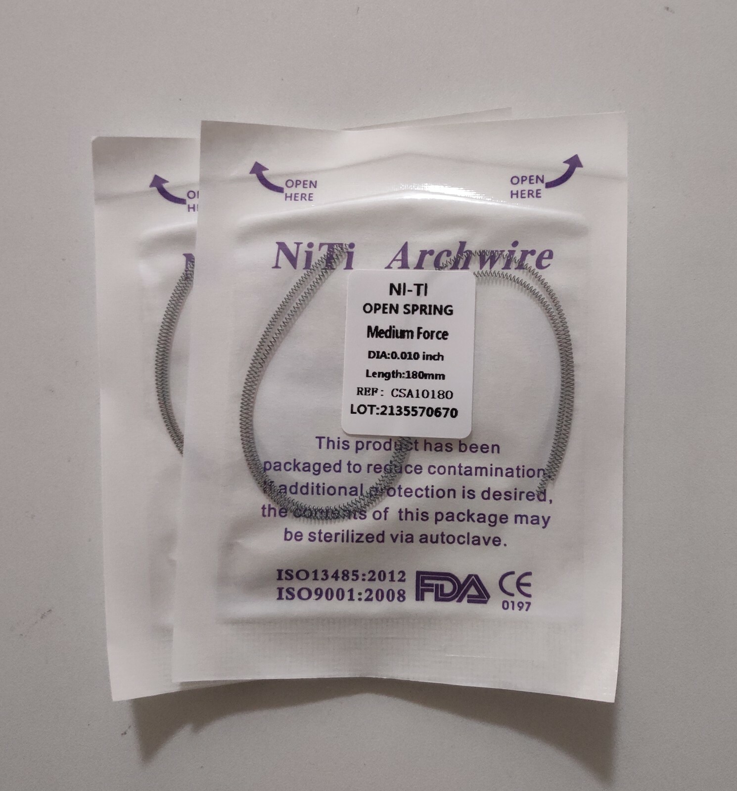 5 Packs Dental Orthodontic Coil Open Spring 010*180mm Niti Alloy Medium Force