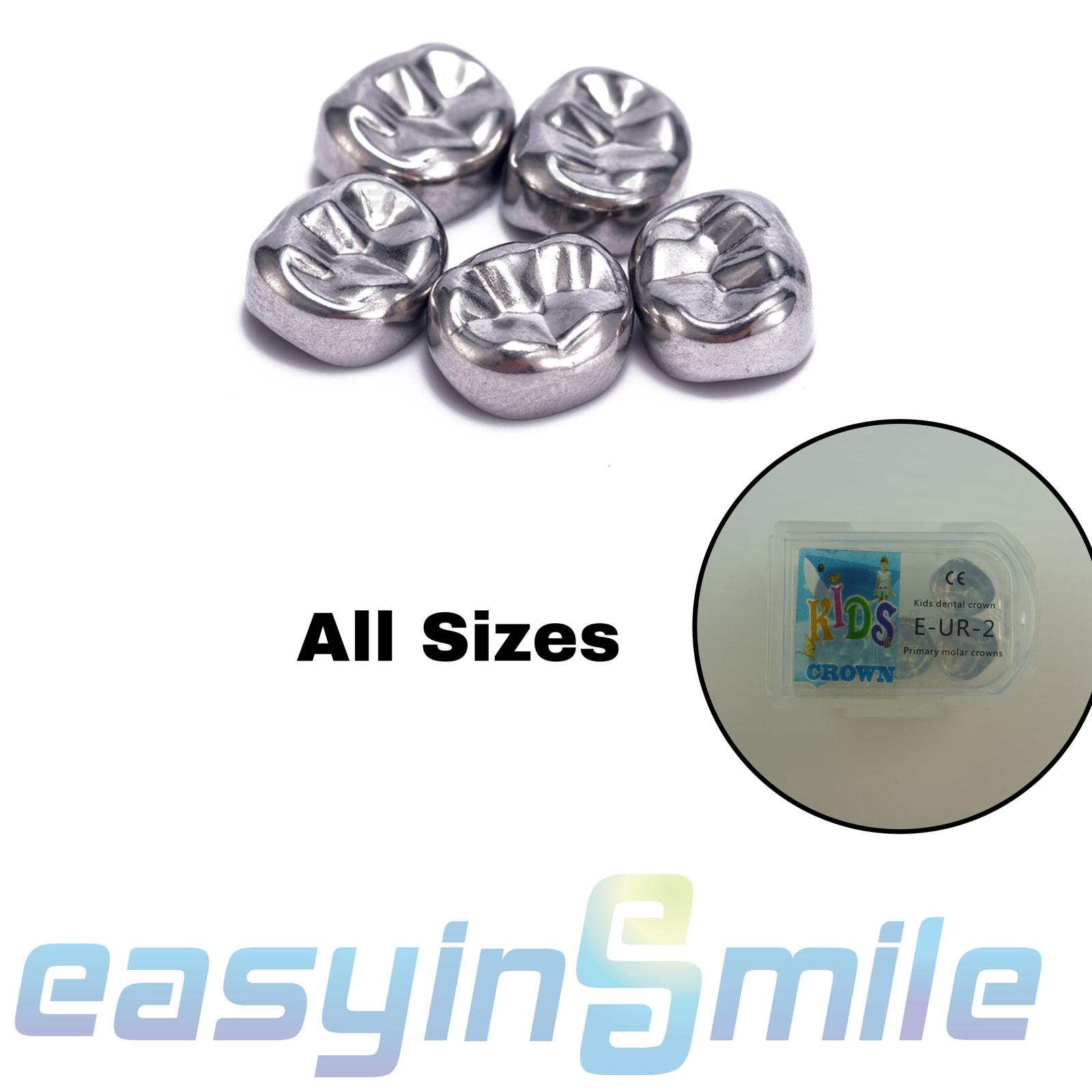 5Pcs/Box Dental Crown For Kids Molar Teeth Stainless Steel All Sizes EASYINSMILE