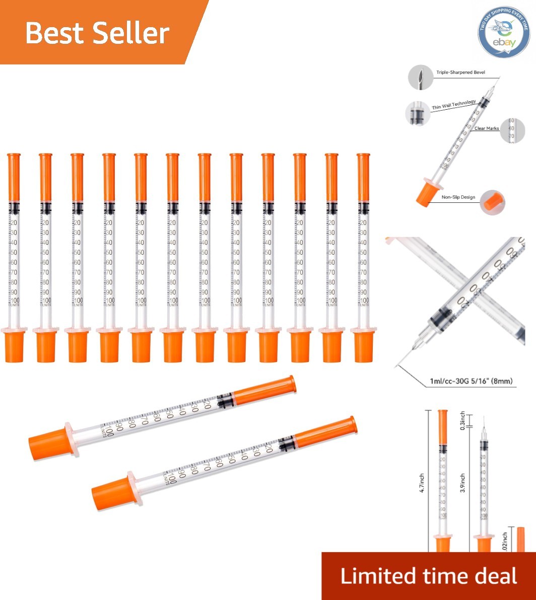 30 Pack U-100 Disposable Syringes with Leak-Proof Design – Precision Measurement