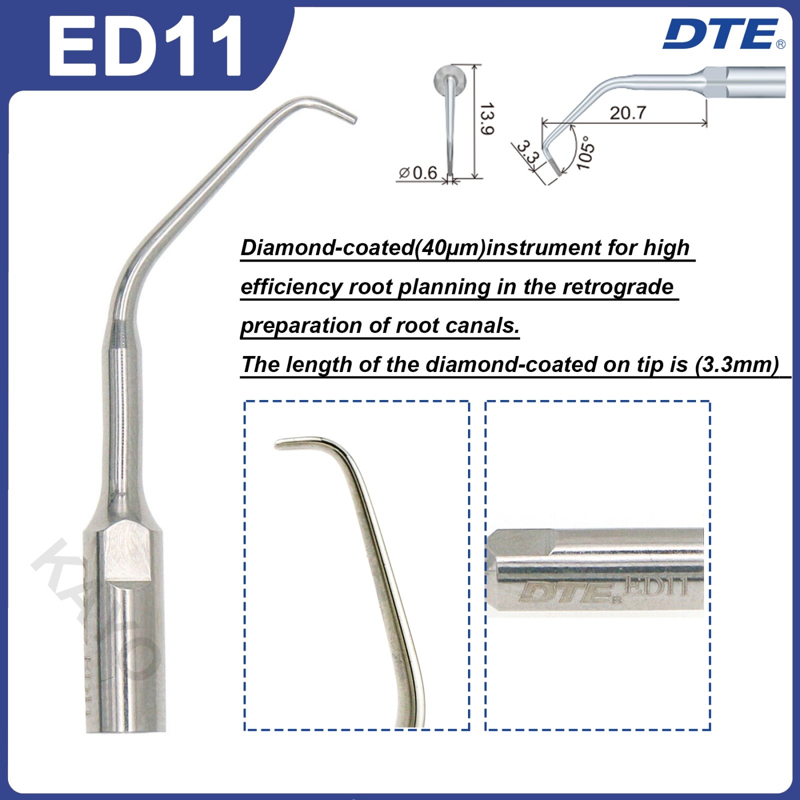 Woodpecker DTE Dental Ultrasonic Scaler Tips ED Endo Tips Fit NSK SATELEC ACTEON