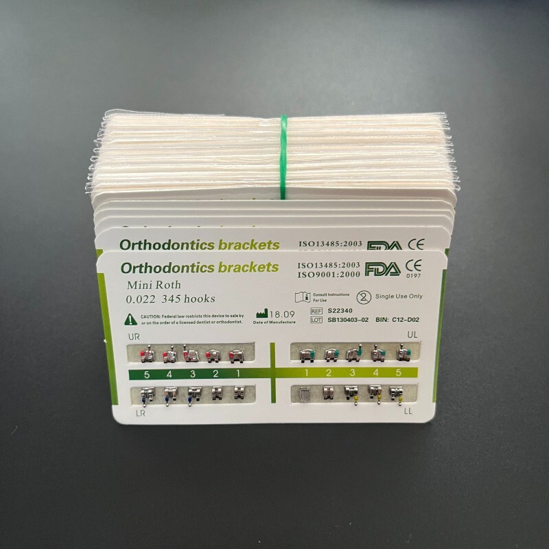 1-200Sets Dental Orthodontic Metal Brackets Mini Roth 022 345 hooks Mesh Base