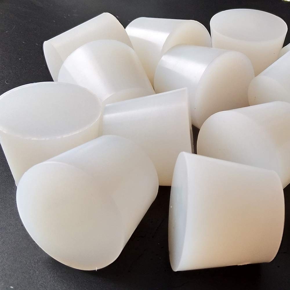 Versatile White Silicone Stoppers, Tapered Design for Bottles & Lab Use, 3 Pcs