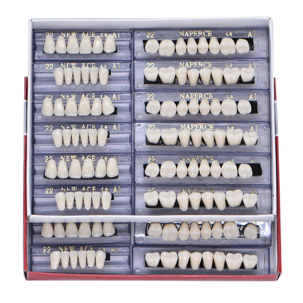 1-6 Box Dental Acrylic Resin Denture 22# A1 Full Set Teeth Upper Lower Shade HOT