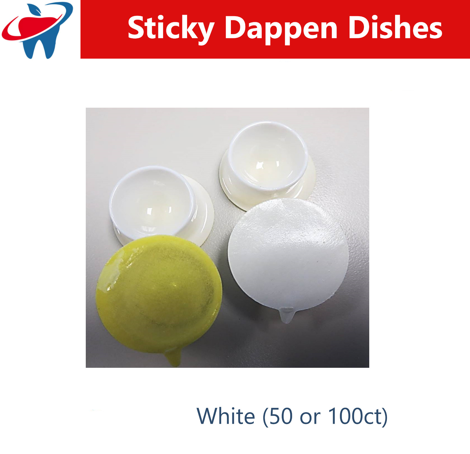 Dental Sticky Dappen Dish for Amalgams, Acrylics, Cements, Composite, White