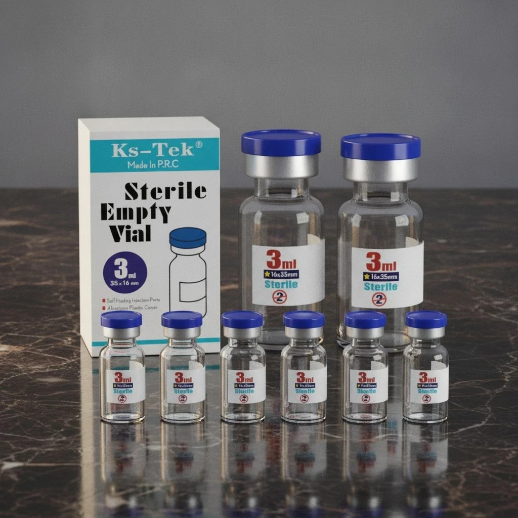 10 Pcs Sterile Glass Vials 3ml with Injection Port Flip Cap Medical Vial Package