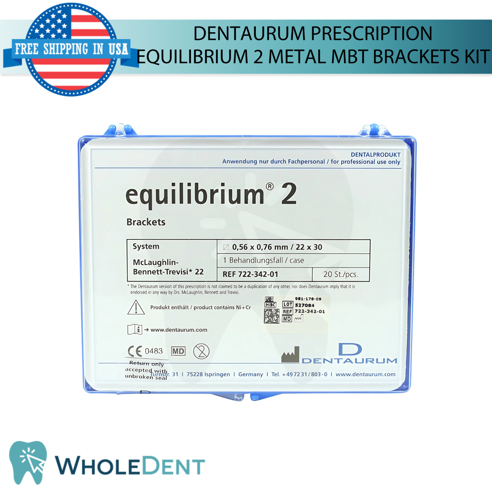 0rthodontic Dental Equilibrium 2 Metal Brackets Kit MBT Prescription 20pcs