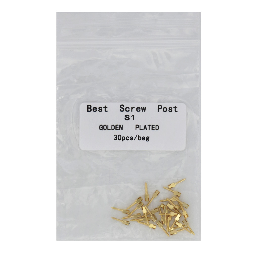 30 Pcs Dental Screw Post Plated 24K Gold Conical Refill S/M/L/XL For Root Canal