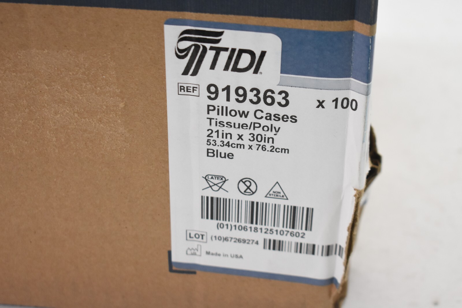 Lot of 100 Tidi Everyday Pillowcases Tissue/Poly Standard Disposable 21″ x 30″