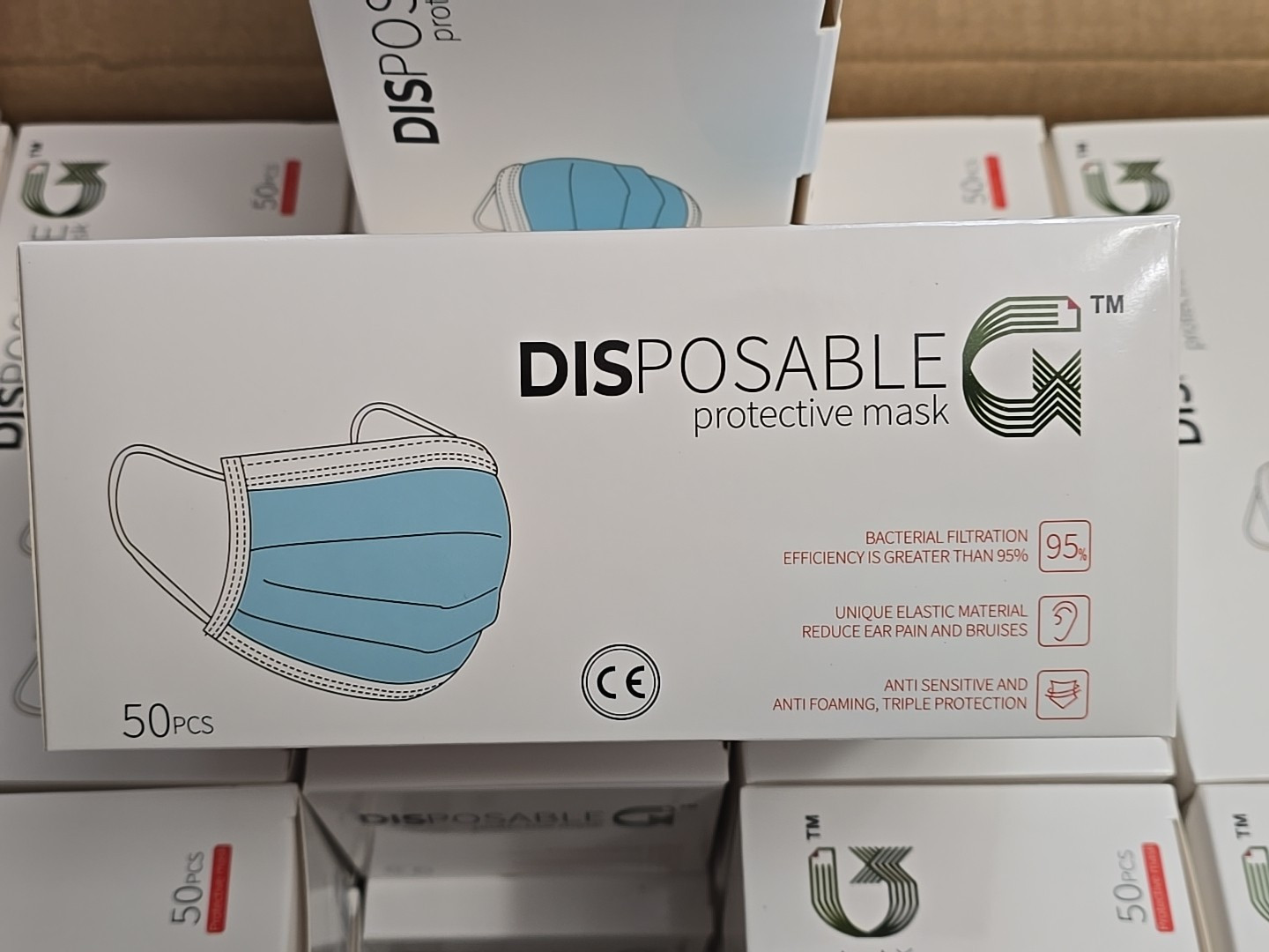 50 pack Disposable 3-Ply Non-Medical Face Masks Cleaning Dust Manufacturing Mask