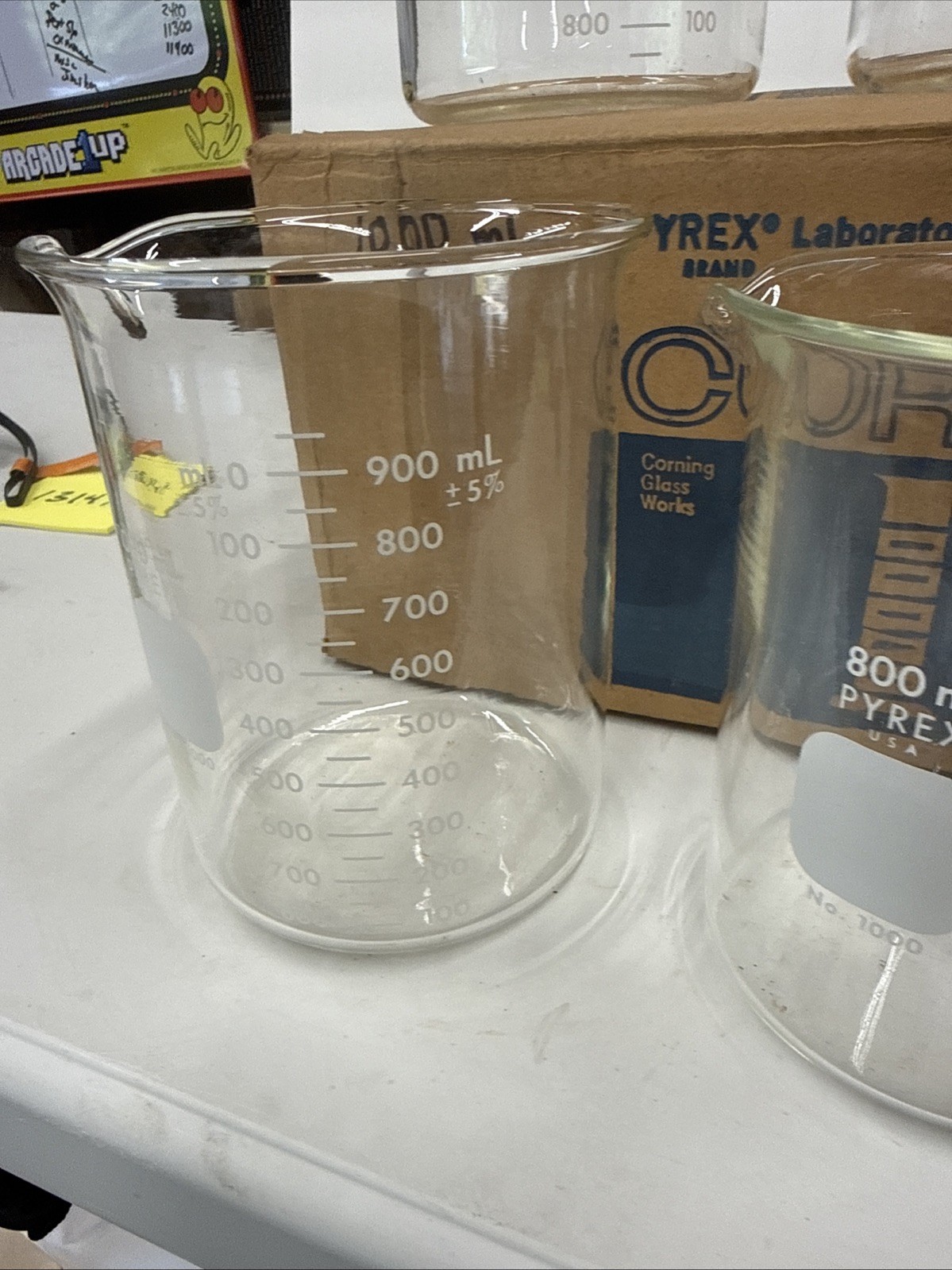 Vintage 6pc Pyrex Beaker Glass 1000mL Measuring Cup Lab Grade No. 1000