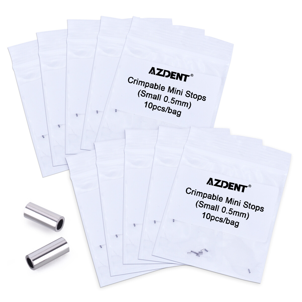 Dental Orthodontic Crimpable Hooks Mini Stops 0.5mm/0.8mm AZDENT 10pcs /Bag