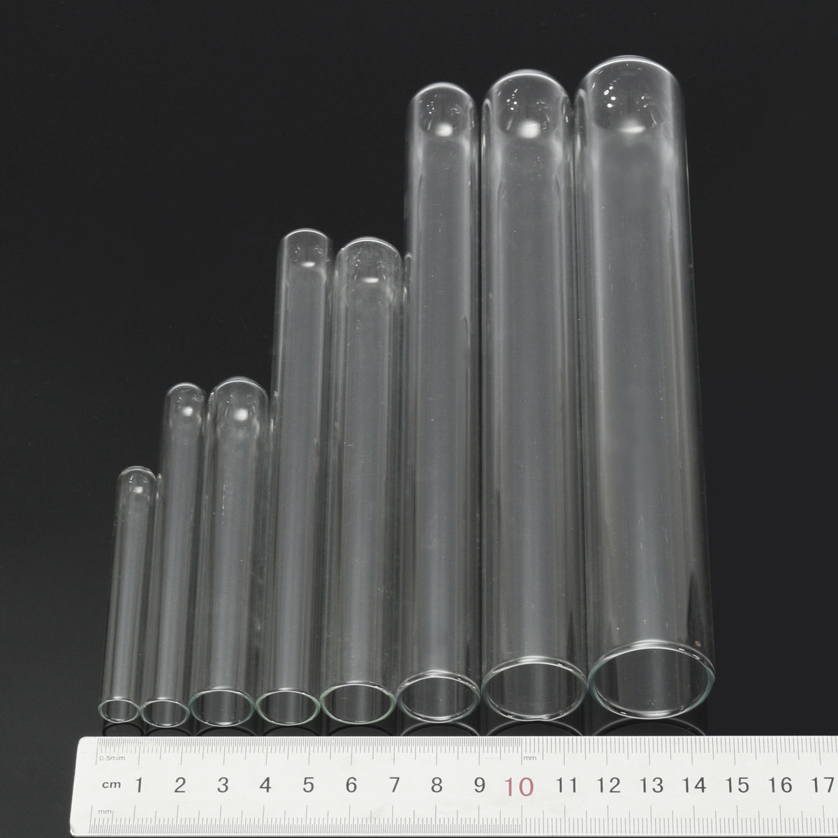 5pcs Glass Pyrex Borosilicate Rimmed Test Blowing Tubes Borosilicate Lab 8 Size