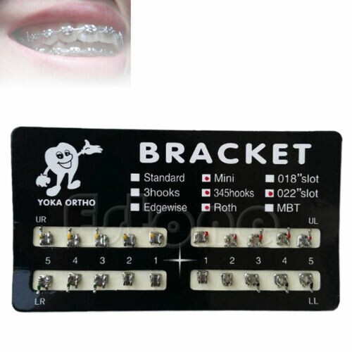 10 Packs Mini Dental Orthodontic Brackets Metal Braces Roth Slot.022 3-4-5 Hooks