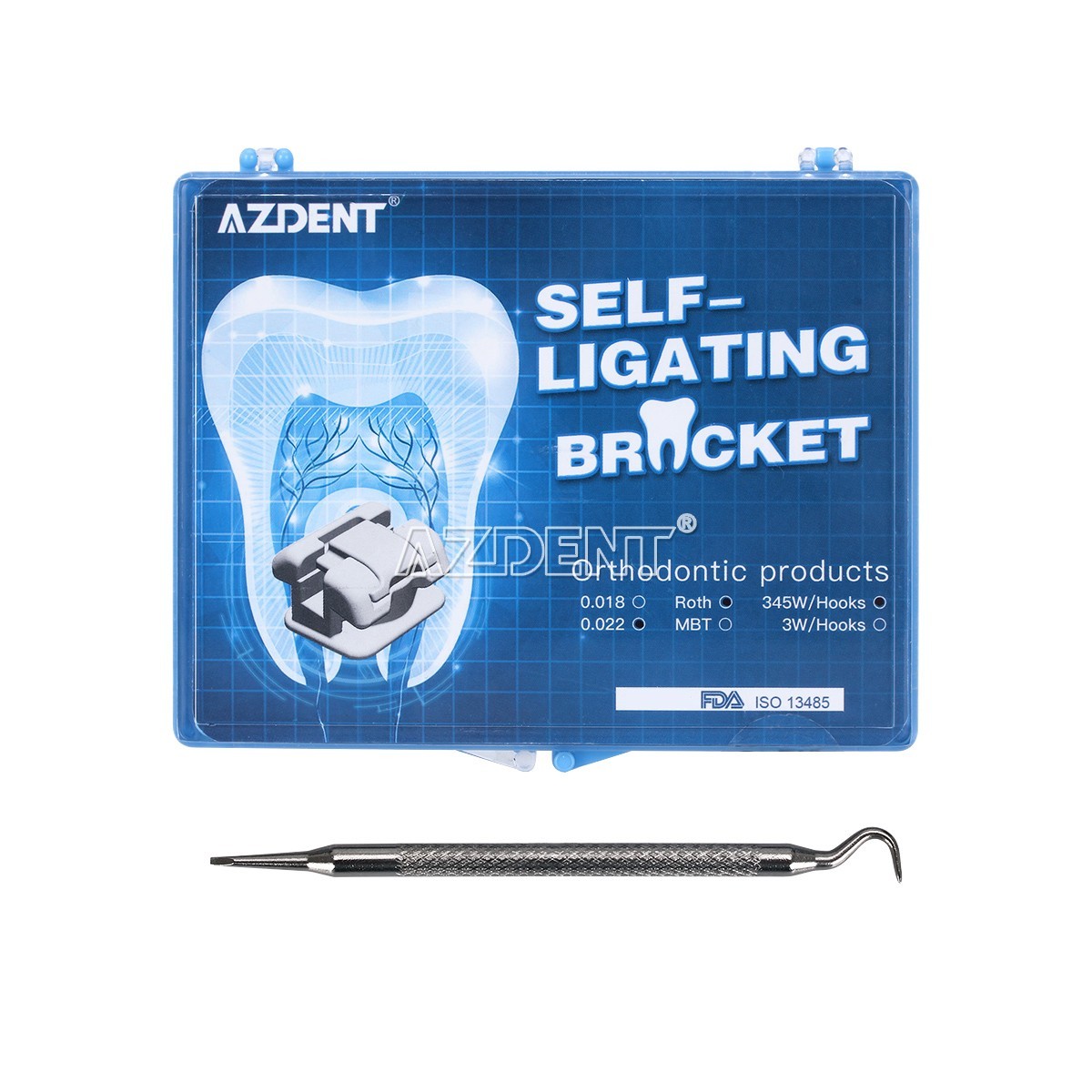 AZDENT Dental Orthodontic Metal Self-Ligating Brackets Roth 0.022″ 345 hooks