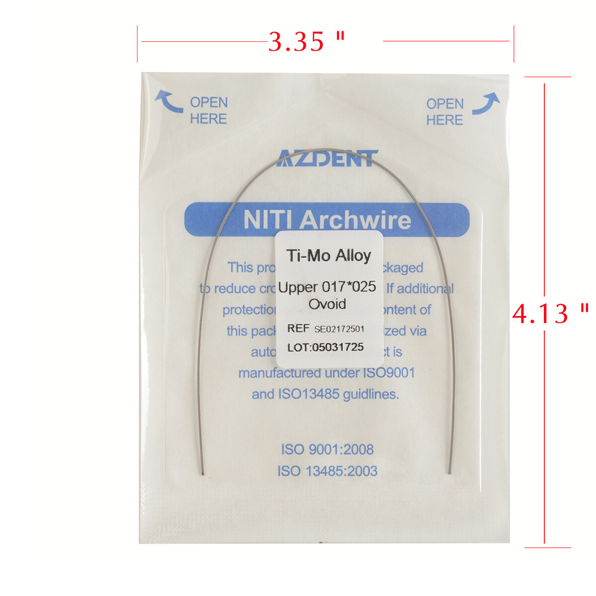 Dental Beta TMA Arch Wires Ti-Mo Alloy Rectangular Ovoid Form 17X25Upper /Lower