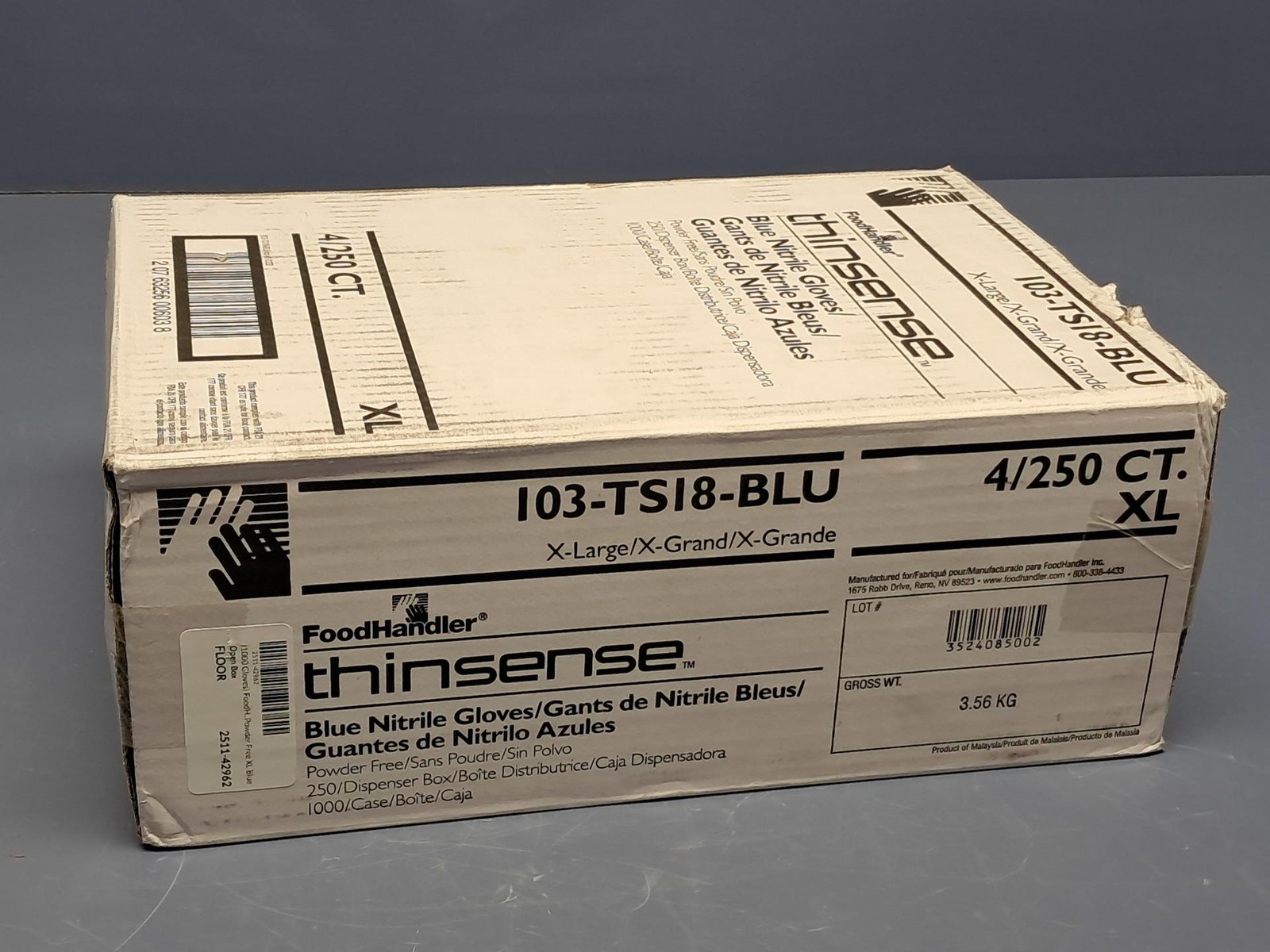 (1000 Gloves) FoodHandler Thinsense 103-TS18-BLU Nitrile Powder Free XL Blue