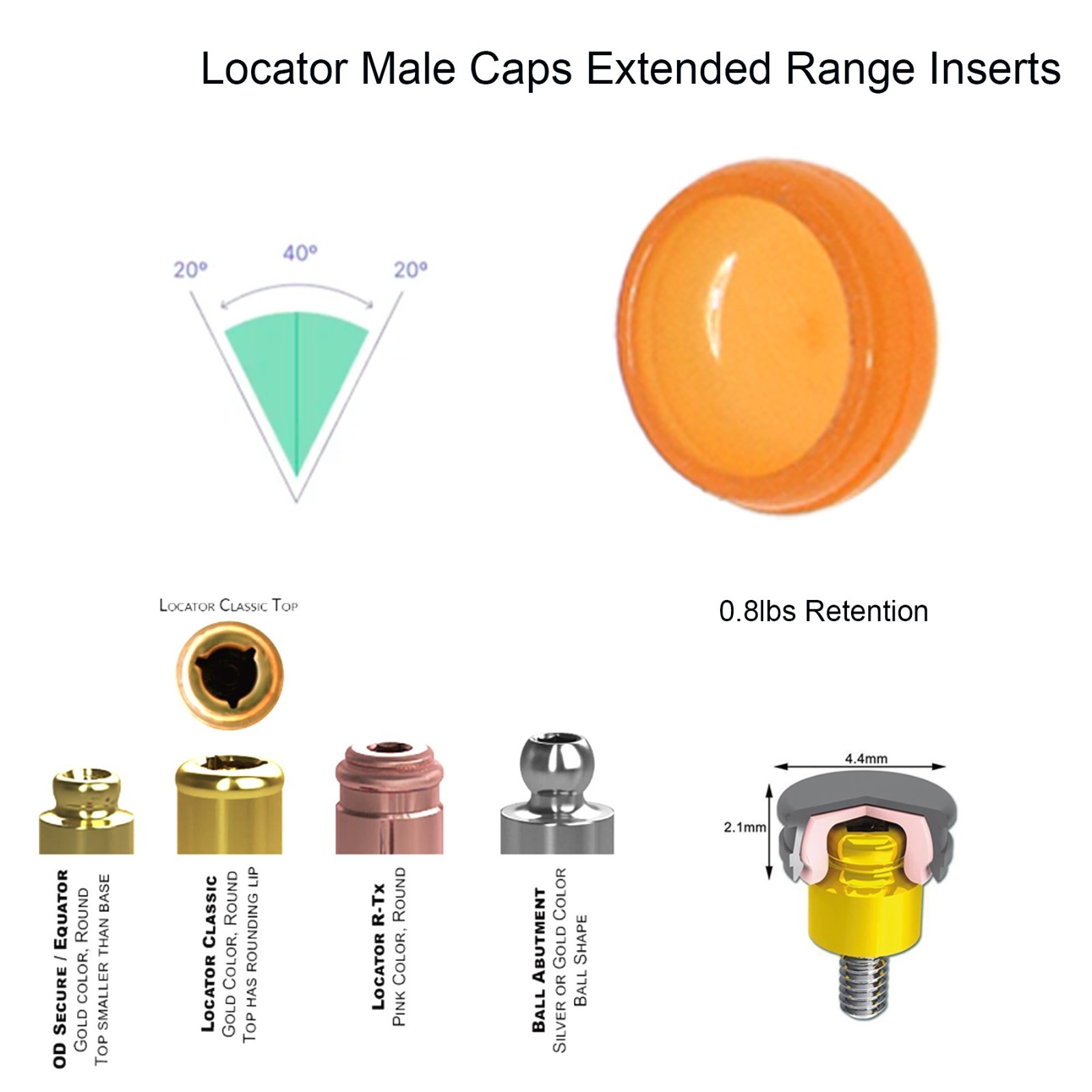 US Implant Replace Standard Male Inserts Fit ZEST Locator Legacy Dental Abutment