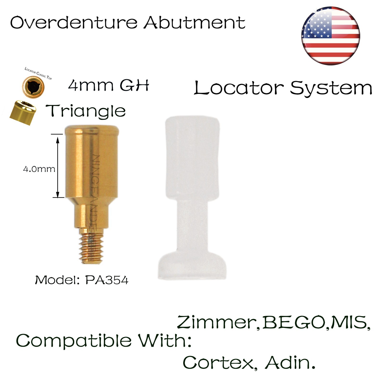 US Overdenture Locator Abutment Male Cap &Tools For Zimmer/BEGO/MIS/Cortex/Adin