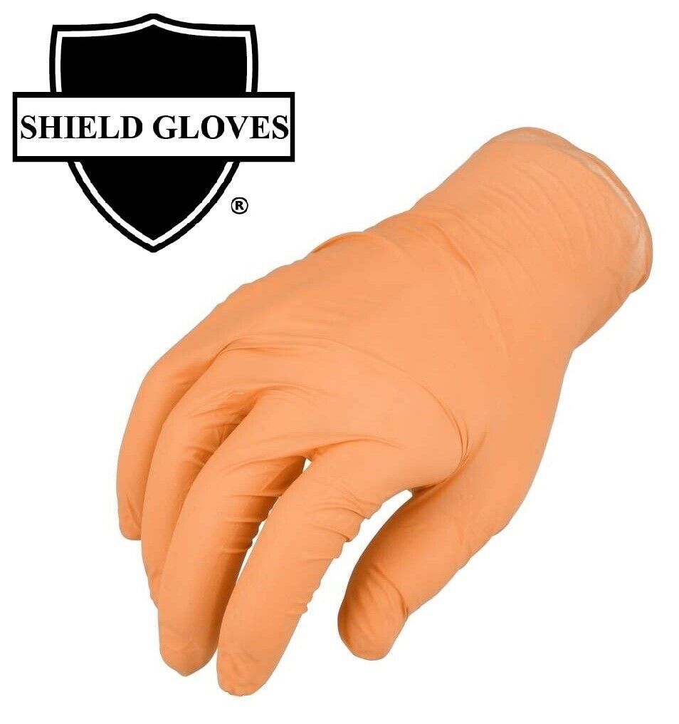 Medium 5 Mil Full Textured Orange Nitrile Powder Free Disposable Gloves 1000 Pcs
