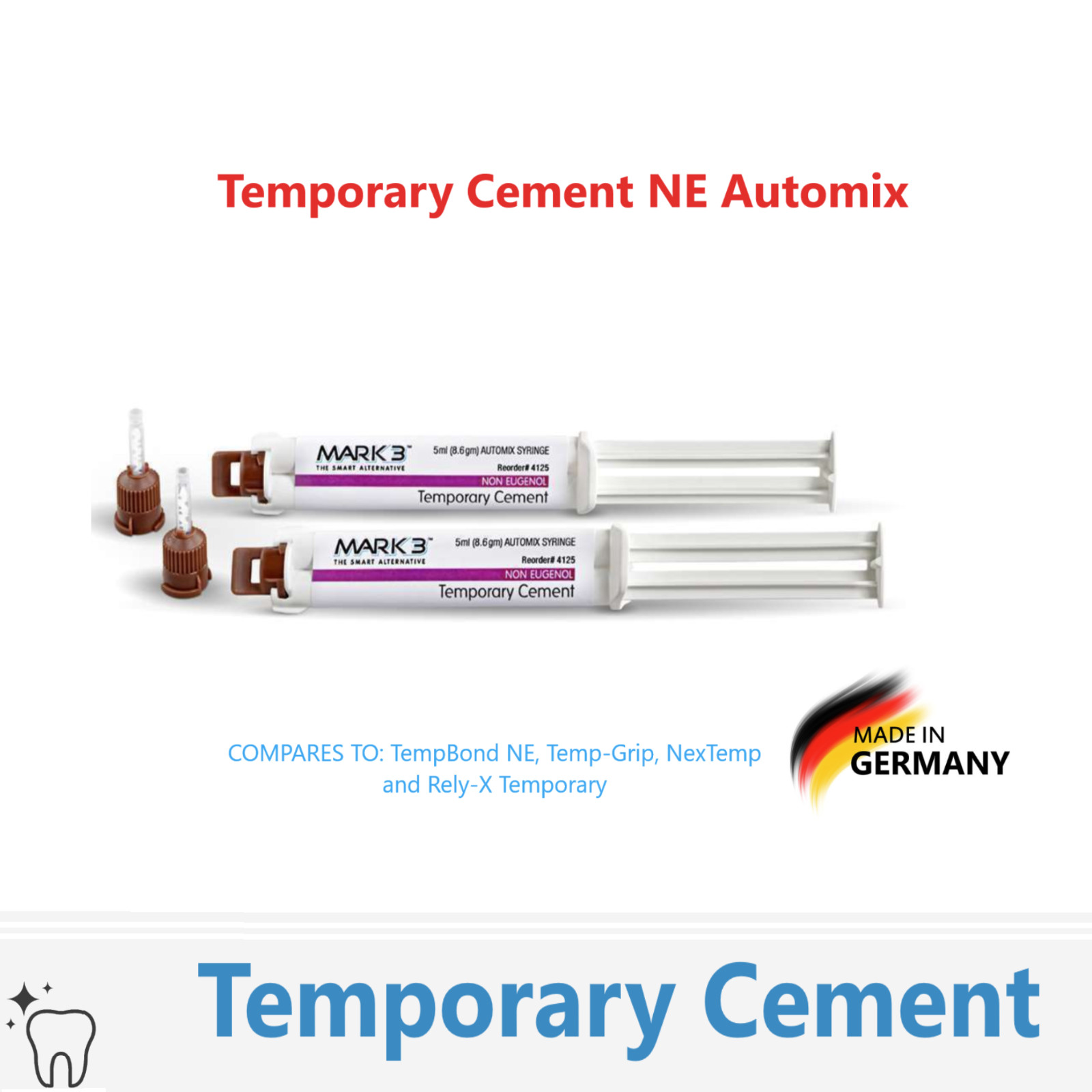 Dental Temporary Cement Clear NE Automix Crown Bridge Cement, Eugenol-free 02/28