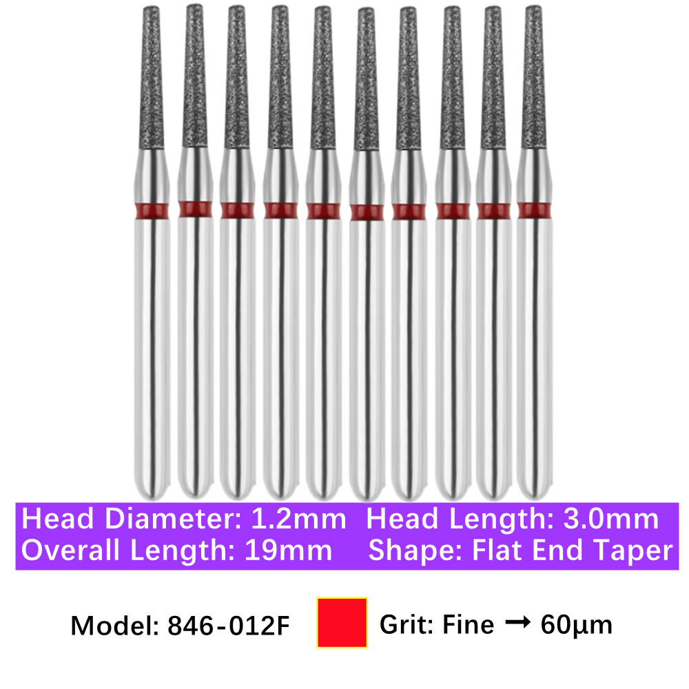 10pc Dental FG High Speed Diamond Burs Flat End Taper Shape Polishing Burs