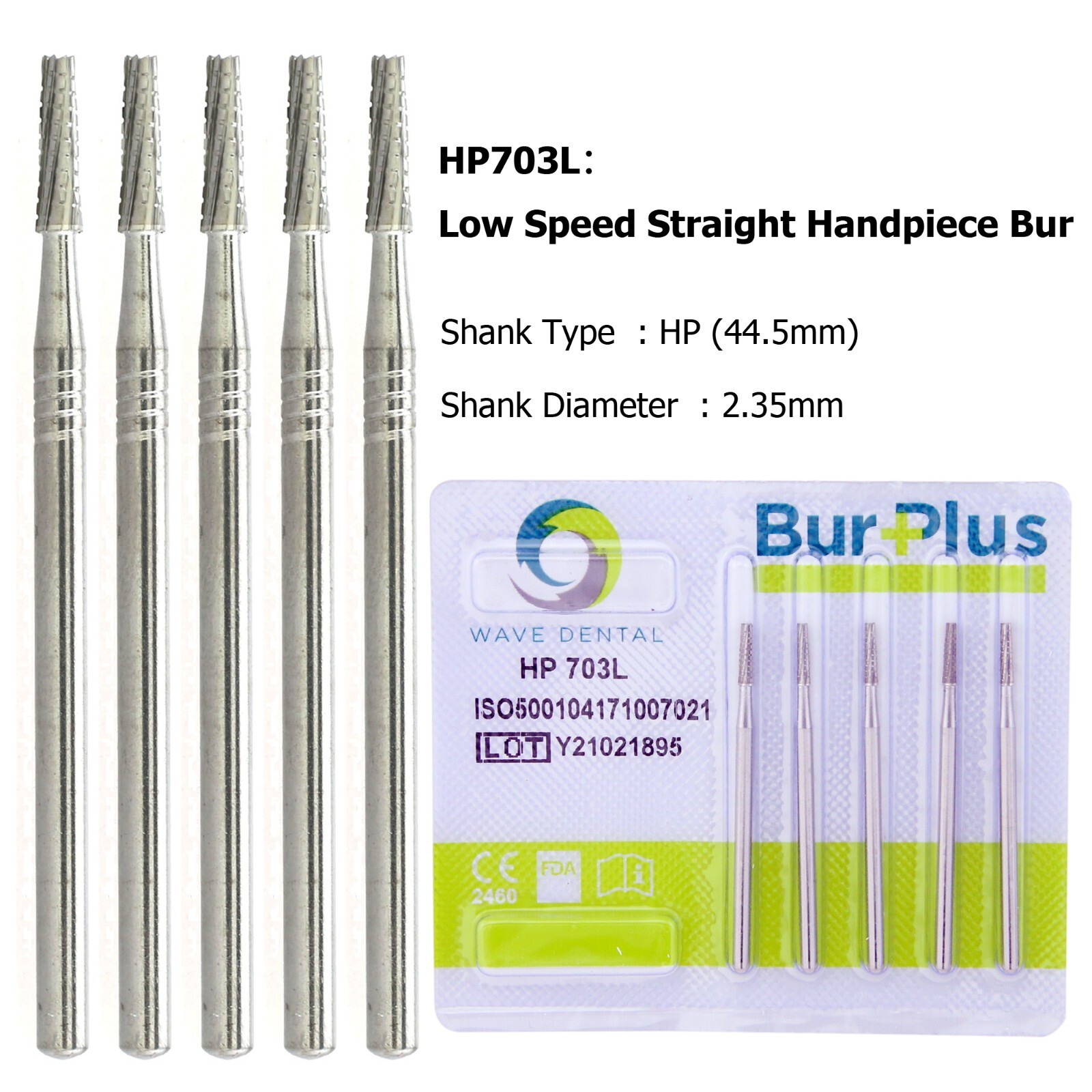 Wave Dental Straight Surgical Bur 701 702 703L Carbide Low Speed Nosecone 44.5mm