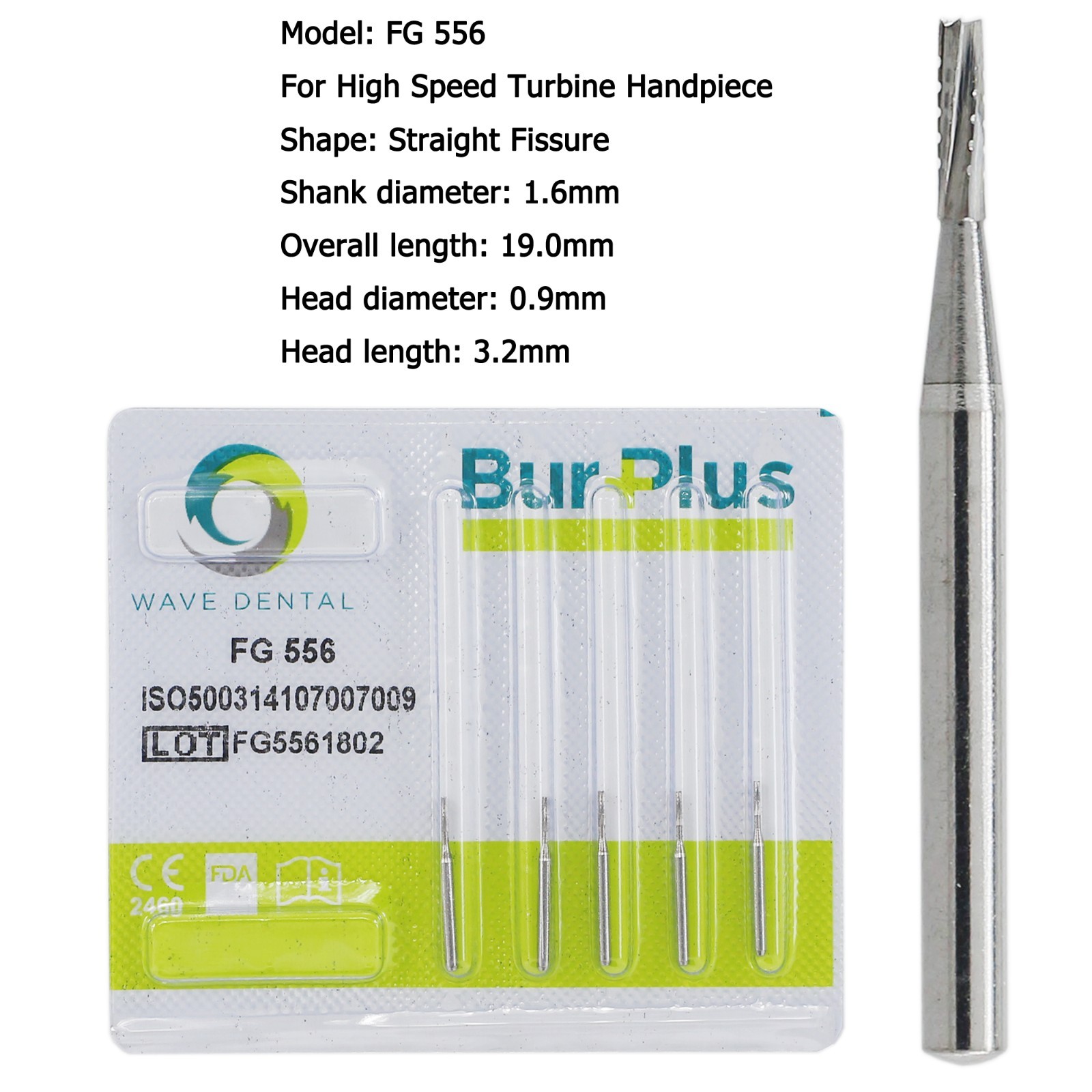 Wave Dental Carbide Burs Round Bur FG 330 1/4 2 6 8 557 High Speed Friction Grip