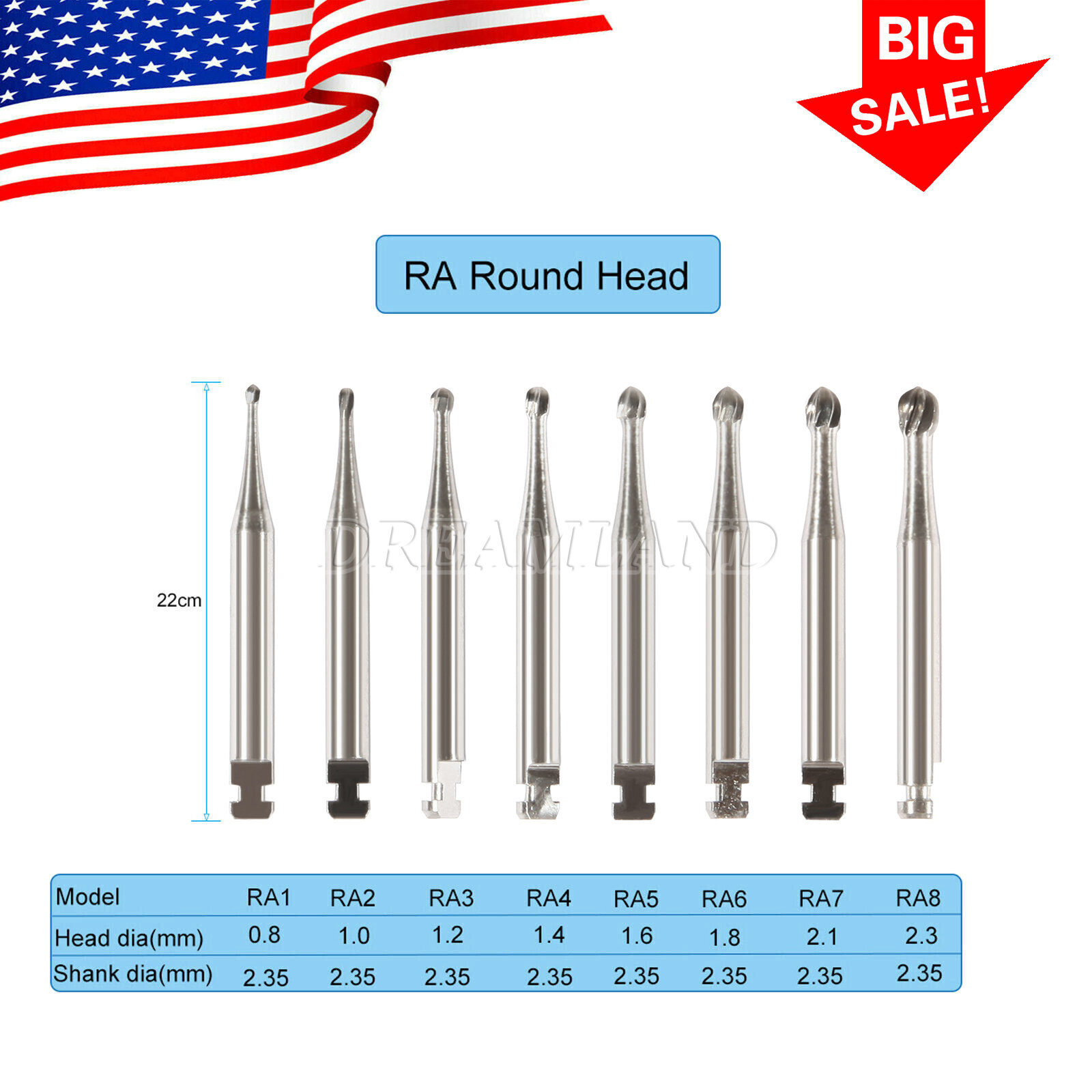 Dental Tungsten Steel Carbide Burs RA1-RA8 For Low Speed Contra Angle Handpiece