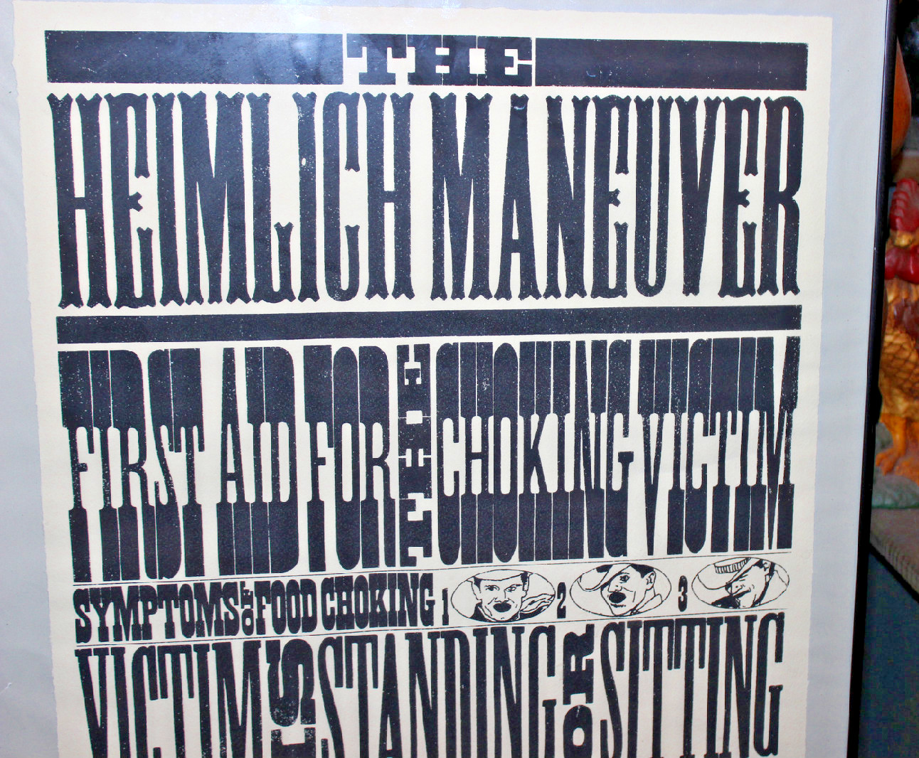 Vintage Unusual Heimlich Maneuver Poster-Choking Poster-Odd Wording-Framed-LQQK