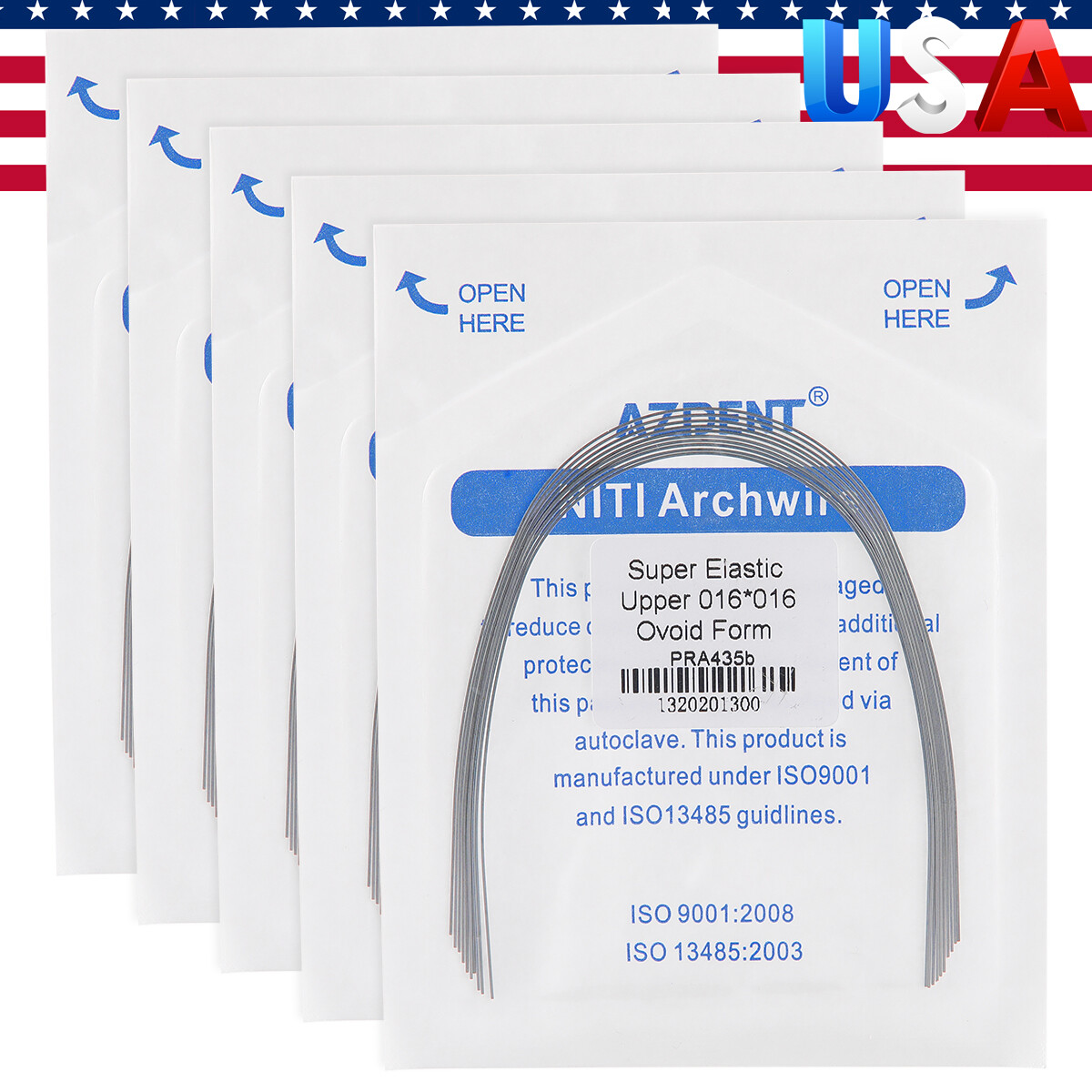 AZDENT Dental Orthodontic Super Elastic Niti Rectangular Arch Wires Ovoid Form