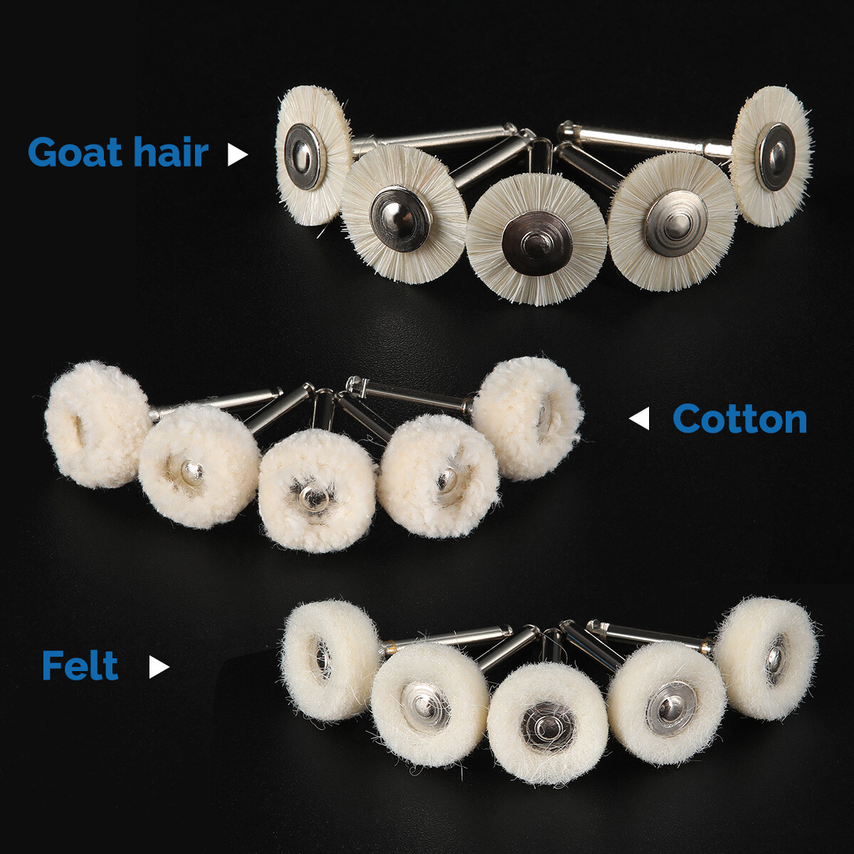 5Pcs/Pack Dental Goat Hair Polishing Brush Buffing Wheel 2.35mm for Rotary Tools