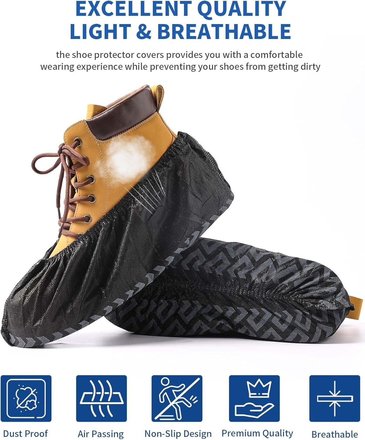 Protective X-Large Black Boot Covers – 100 Pack for Indoor Safety & Cleanliness