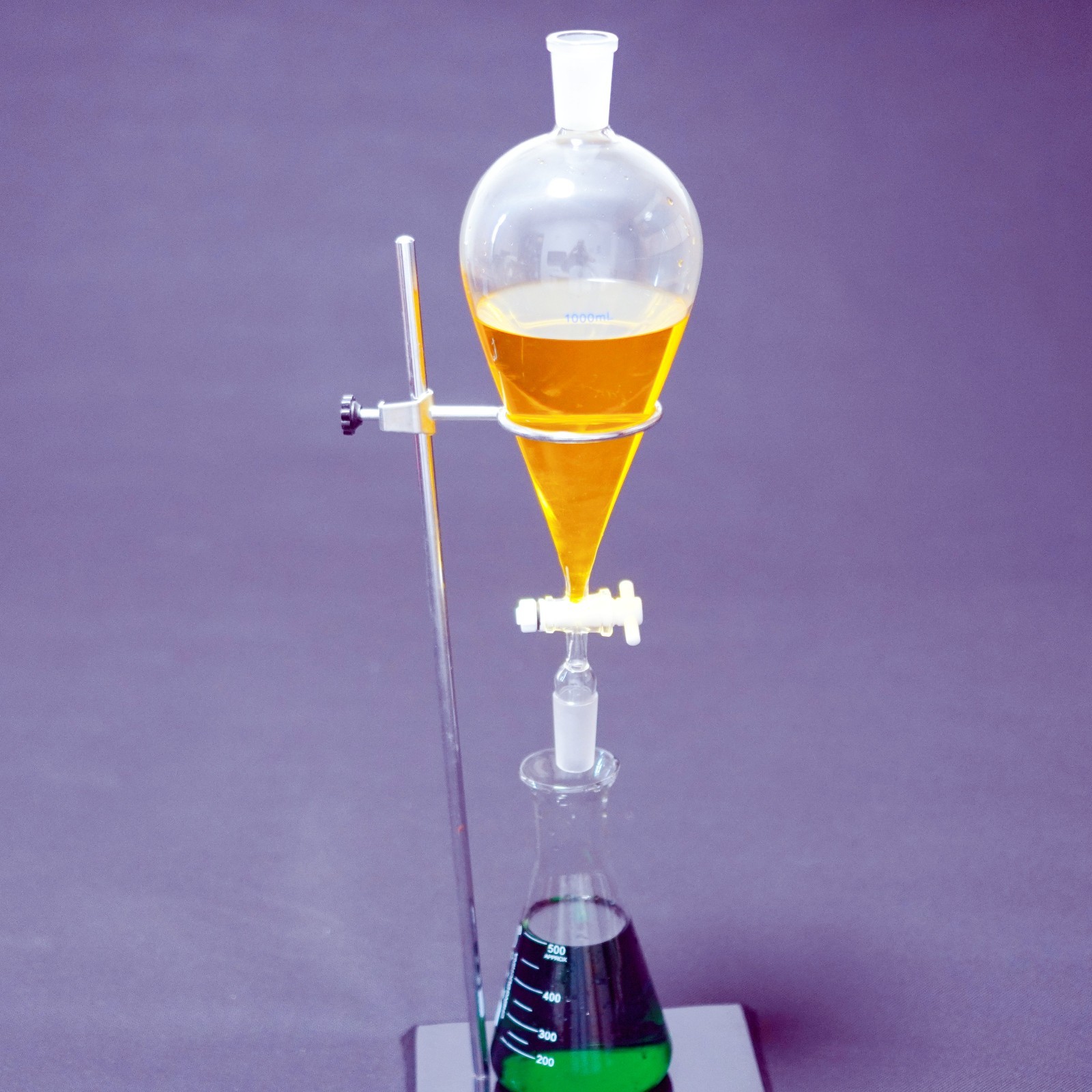 Lab glass separatory funnel 250 ml-5000 ml, telfon stopcock glass separator