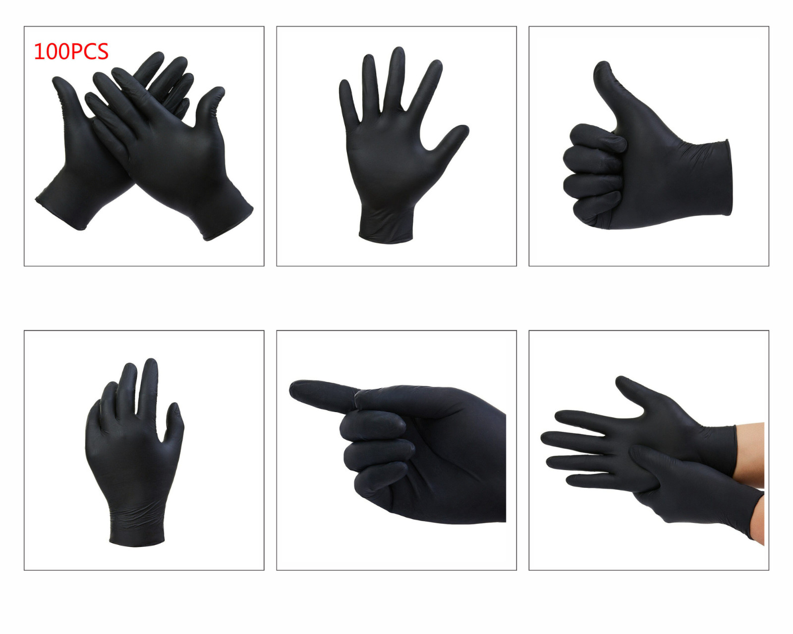 First Glove Black Industrial Disposable Nitrile Gloves 6 Mil Latex & Powder Free