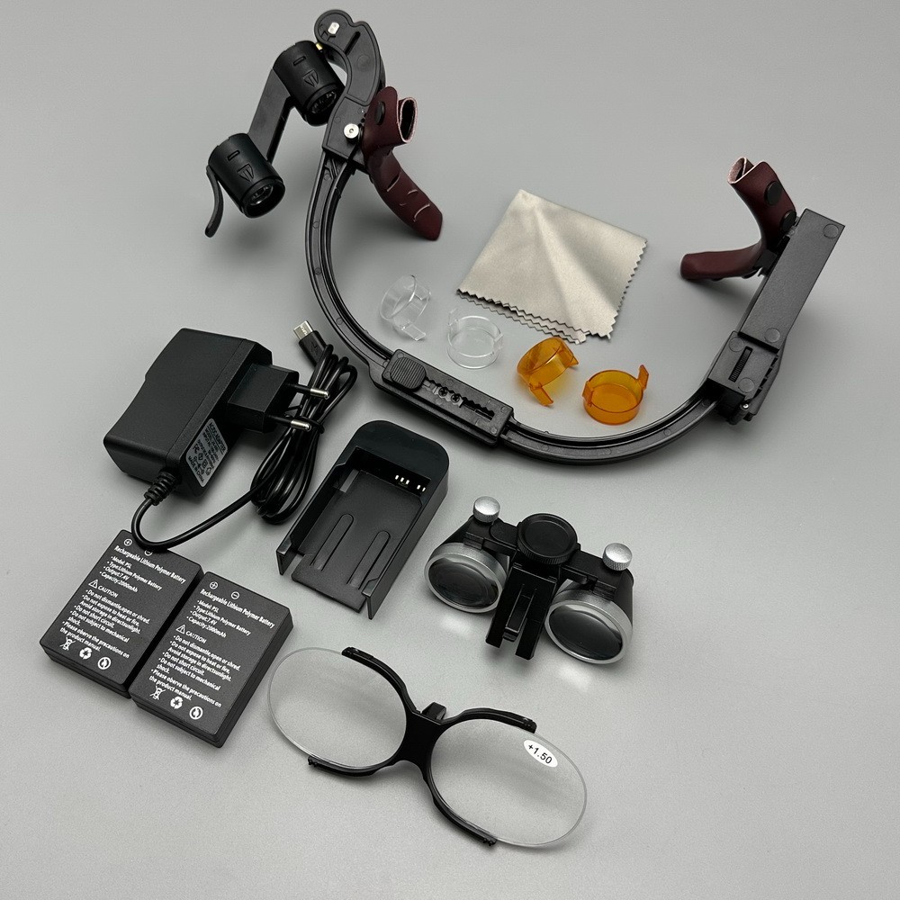 2.5x/3.5x Dental Surgical Binocular Loupe Headband Magnifier LED Headlight US/EU