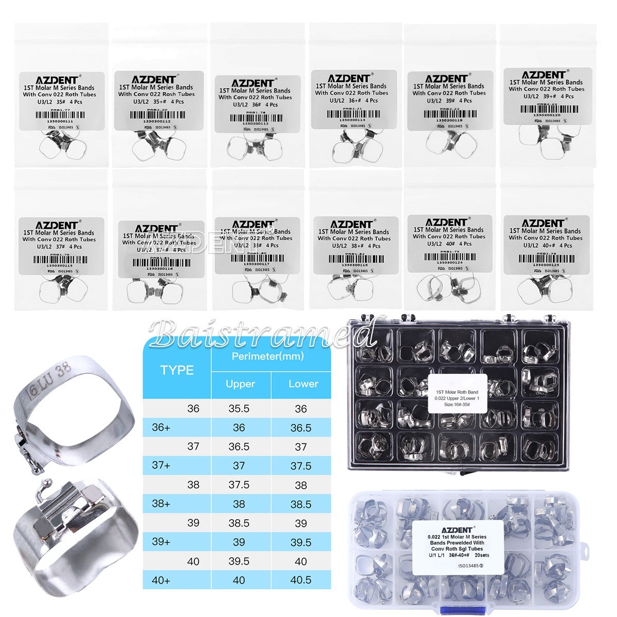 Dental Orthodontic Bands Buccal Tube 1st Molar MBT/Roth.022 Convertible/Non-Con