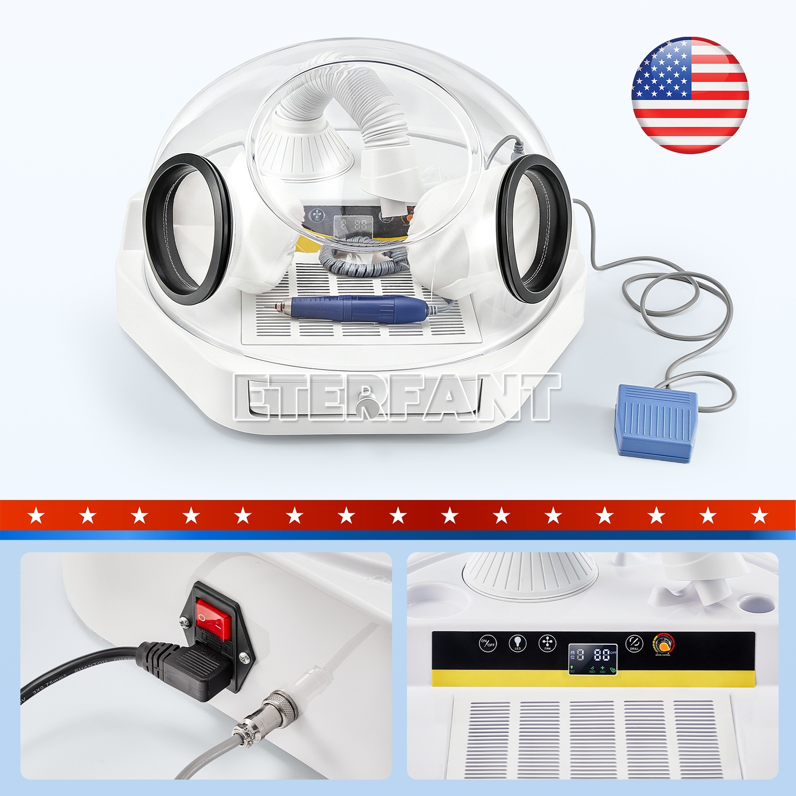 Dental Twin Pen Sandblaster with 2 Al Tanks/Dust-Free Grinding Machine with LED