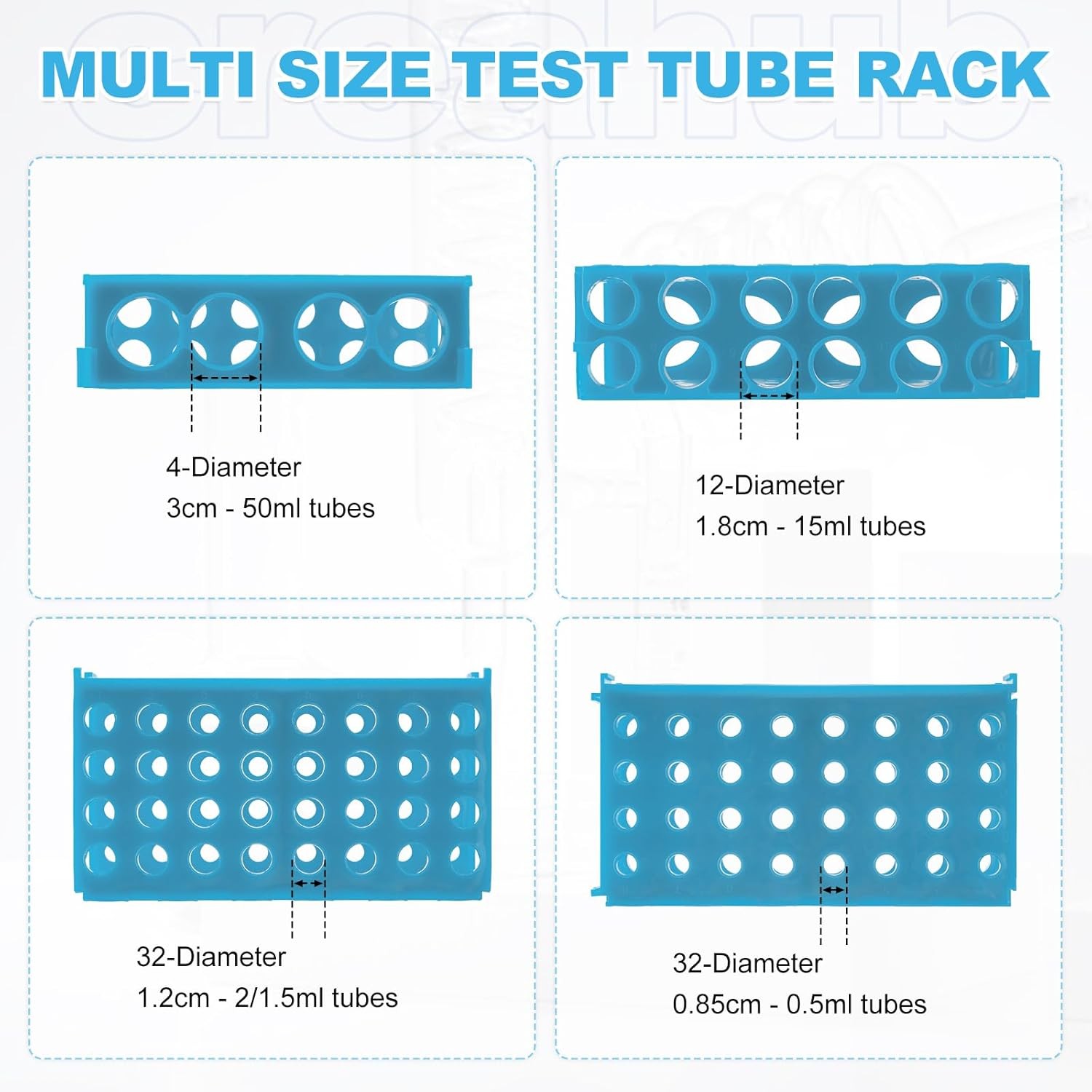 5 Pcs Test Tube Holder Lab Stand Rack 4 Way Plastic Lab Tube Racks Colorful US