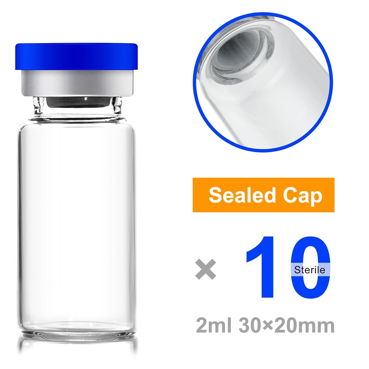 2Ml Sealed Vials with Self Healing Injection Port and Plastic-Aluminum Flip Caps