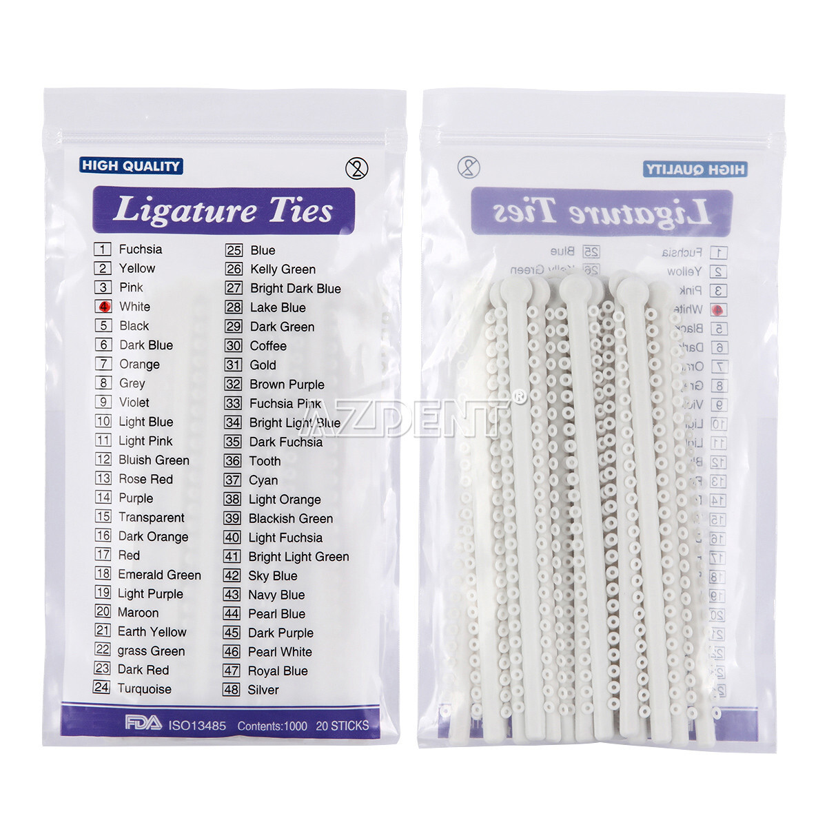 AZDENT Dental Ortho Ligature Ties Elastic Rubber Bands 1000Pcs/Bag 23 Colours