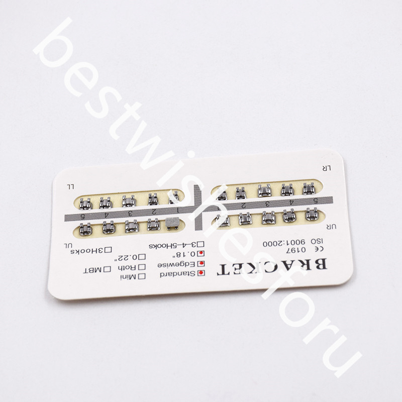 20 Pcs/Pack Standard Dental Ortho Hook/No Hook 018″ Slot Edgewise Metal Brackets