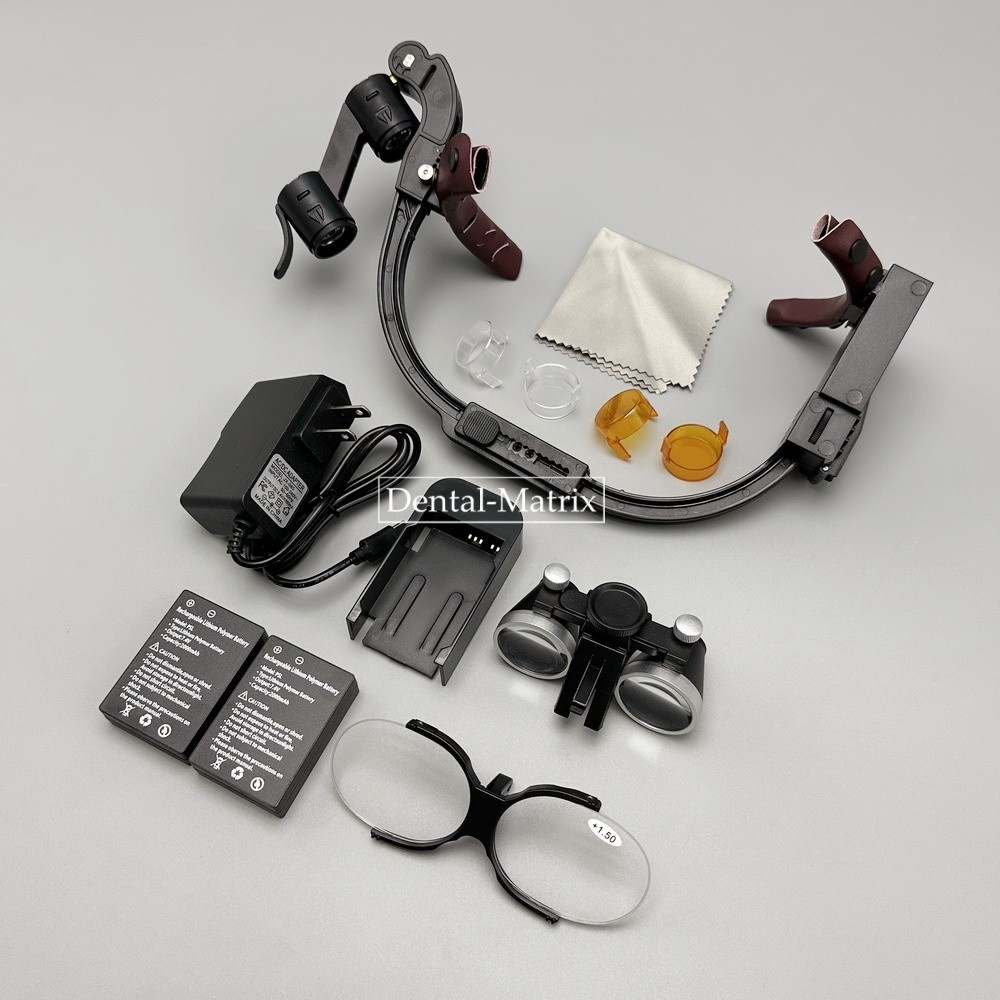 2.5x 3.5x Medical Dental Binocular Loupes Headband Magnifier LED Headlight US/EU