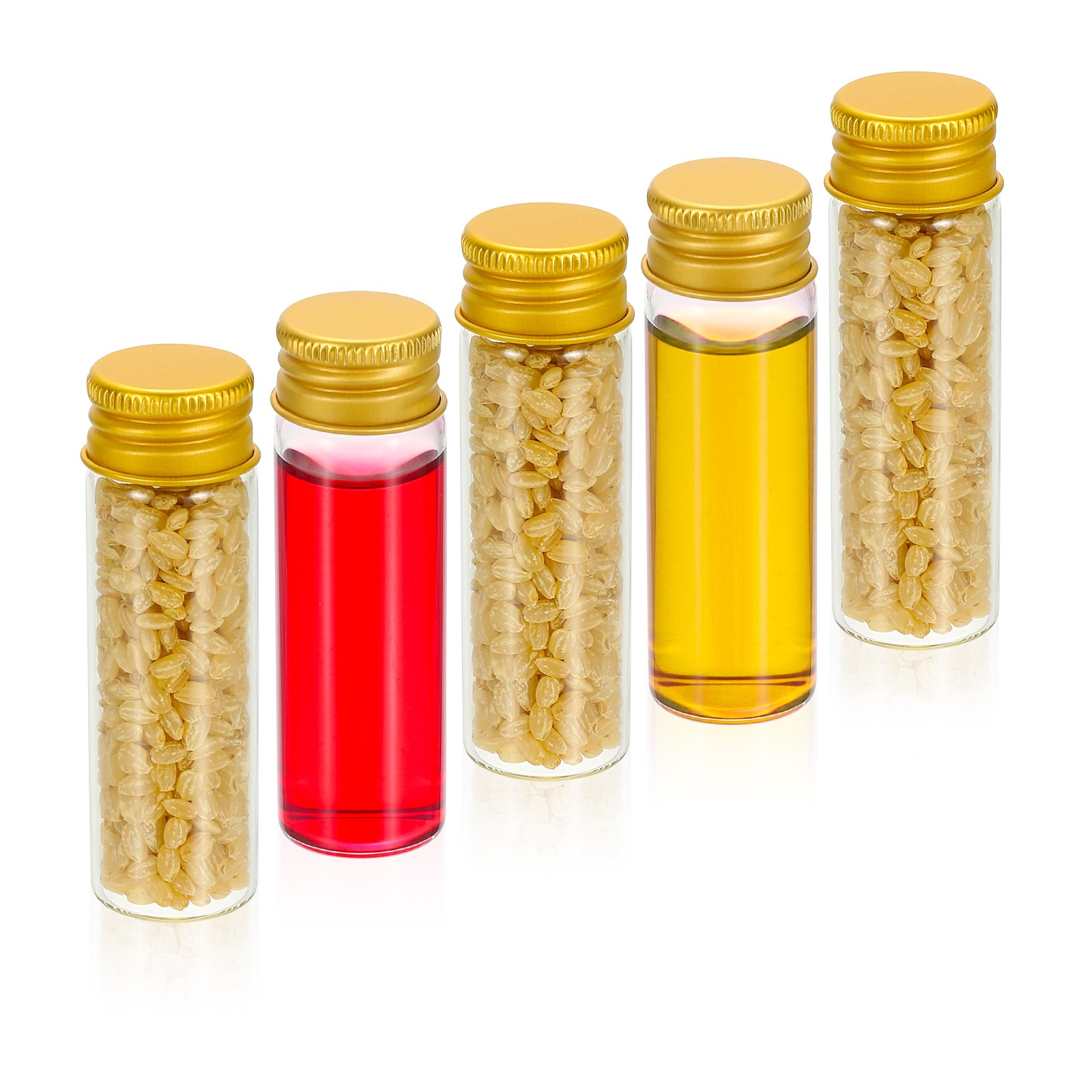15ml Clear Glass Vials 20 Pack Small Liquid Sample Vial with Screw Caps, Golden